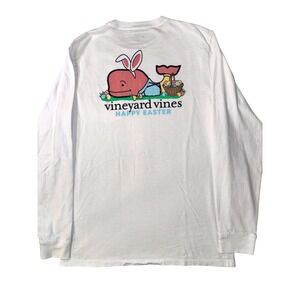 Vineyard Vines Kids White Happy Easter Whale Long Sleeve Pocket T-Shirt XL 18